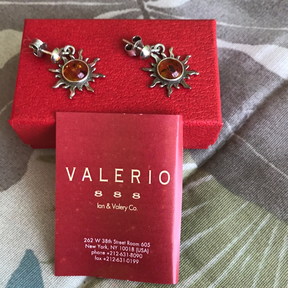 Valerie Amber and silver earrings